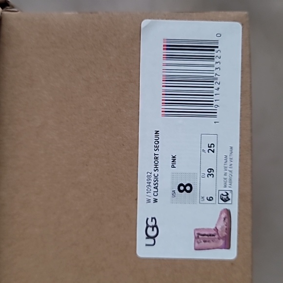 UGG CLASSIC SHORT SEQUIN PINK BOOTS - Picture 6 of 7